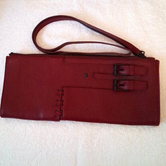 Gucci Handbags - Gucci Burgundy Leather Clutch with COA